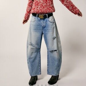 Free People Good Luck Barrel Jeans in Barnyard blue